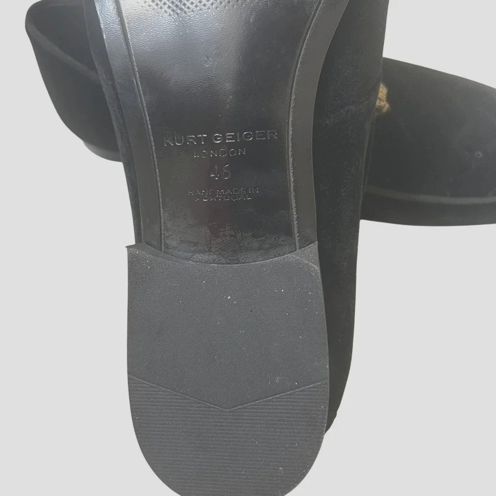Kurt Geiger Black Velvet Loafers With Gold Hand Embellishments - Mens Slip-On S